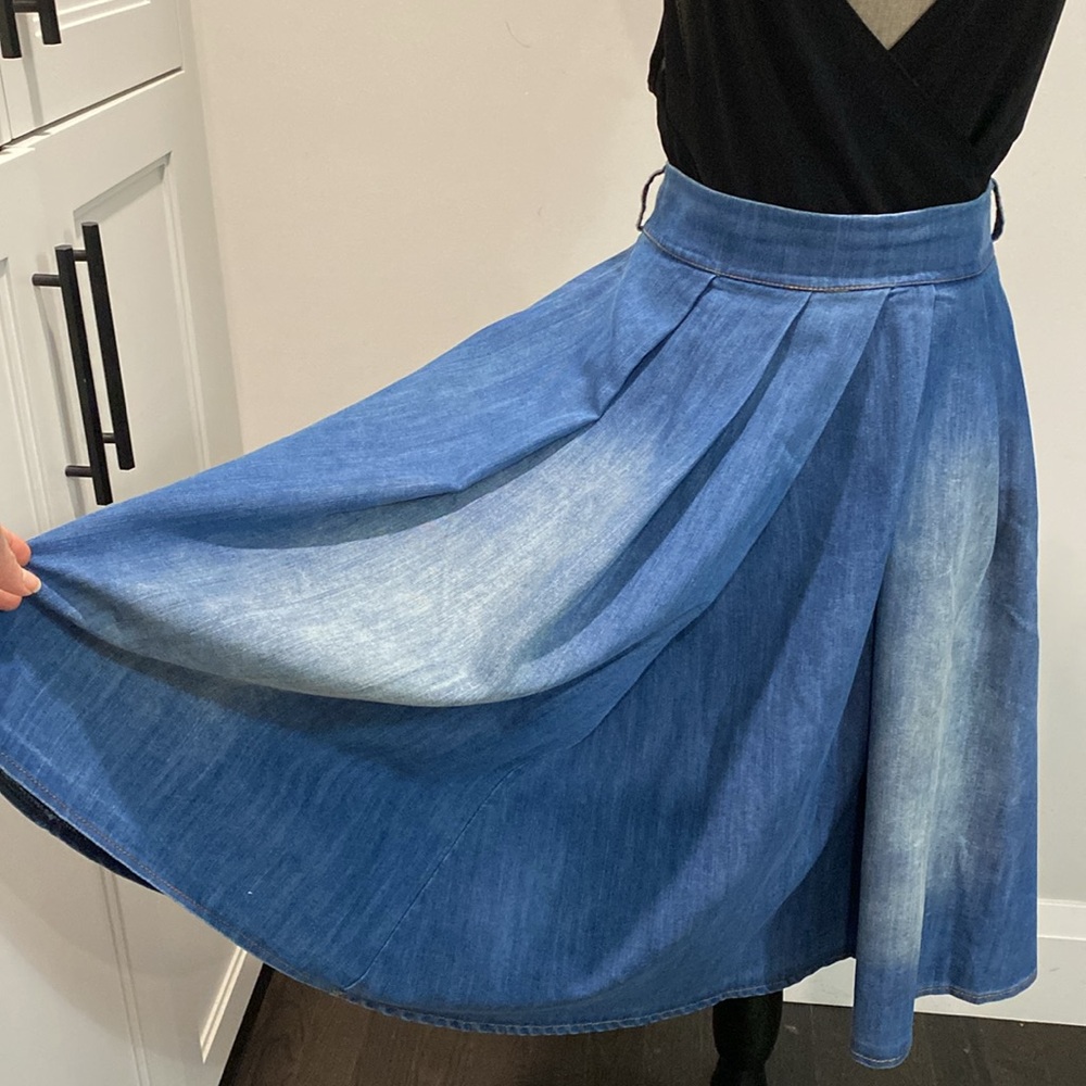 Elegant Blue A-Line Skirt - Picture 6 of 15